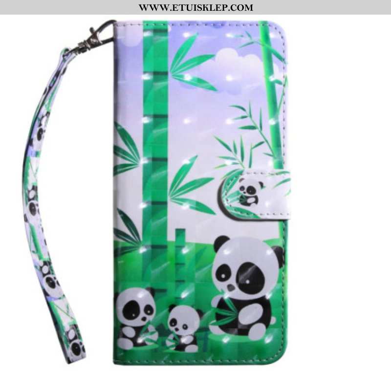 Etui Folio do Poco X4 Pro 5G z Łańcuch Smycz Panda Family